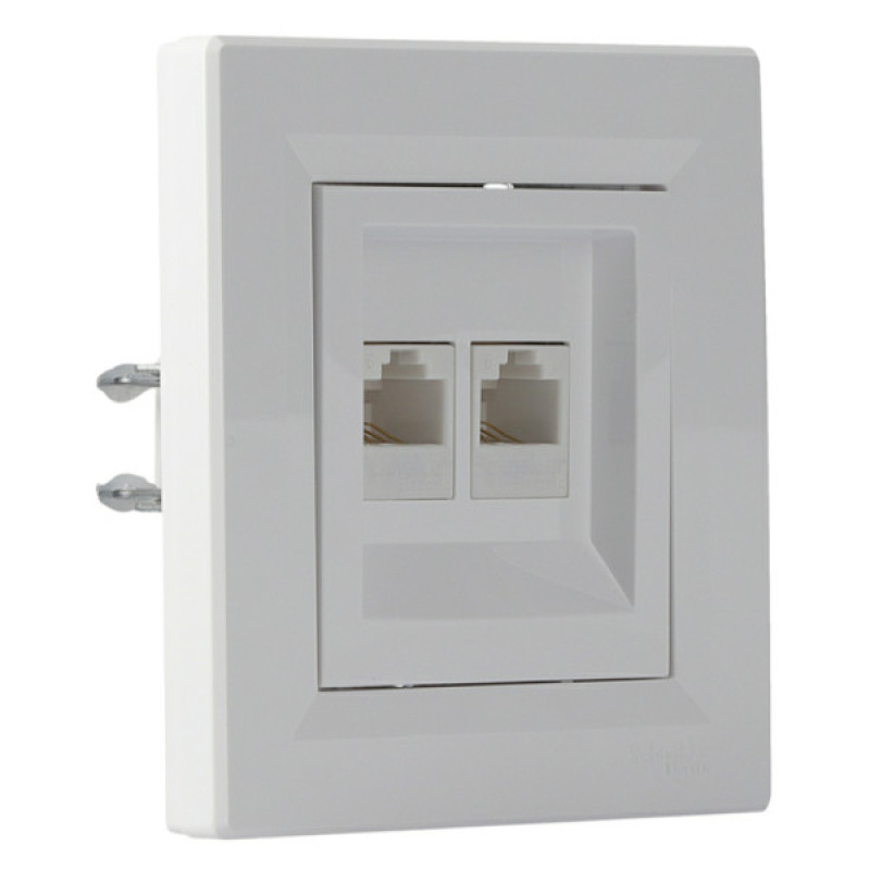 Розетка компьютерная RJ45 кат.6 UTP двойная белая Asfora, EPH4800121