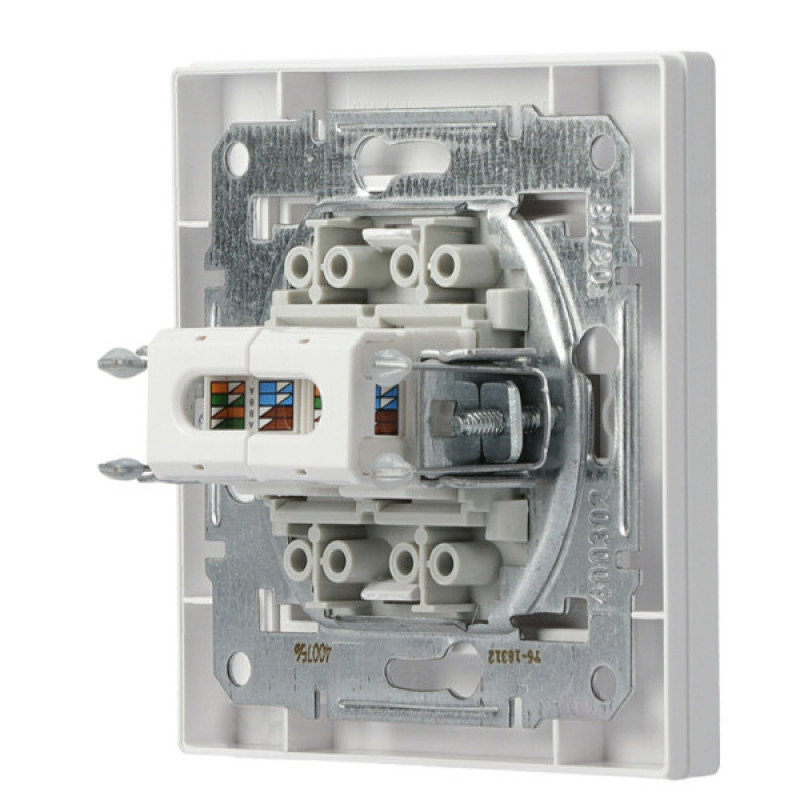 Розетка компьютерная RJ45 кат.6 UTP двойная белая Asfora, EPH4800121