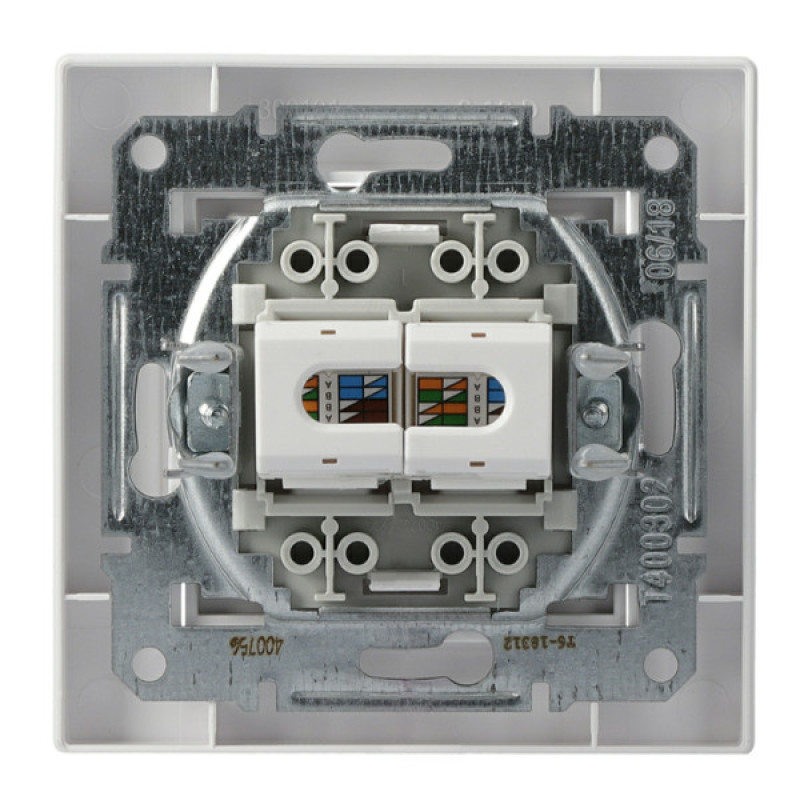 Розетка компьютерная RJ45 кат.6 UTP двойная белая Asfora, EPH4800121