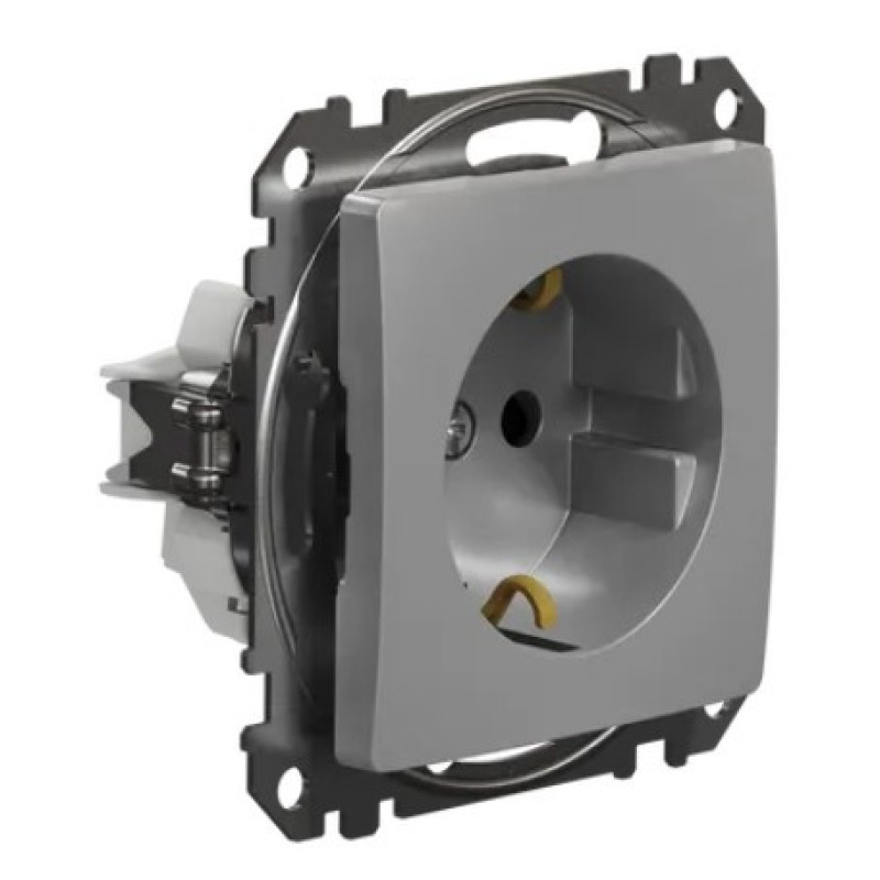 Розетка Schneider Electric Sedna Design & Elements с заземлением и шторками алюминий SDD113022