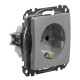Розетка Schneider Electric Sedna Design & Elements с заземлением и шторками алюминий SDD113022