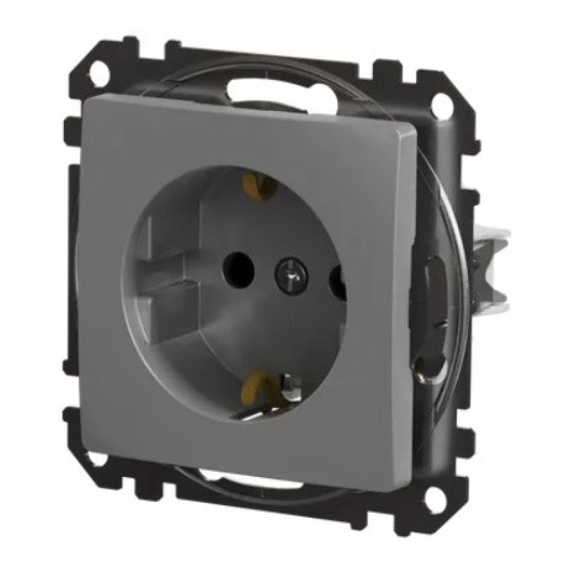 Розетка Schneider Electric Sedna Design & Elements с заземлением и шторками алюминий SDD113022
