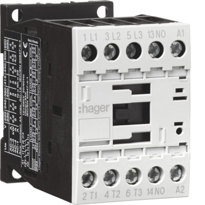 Корпусный контактор Hager EV00910C 3P 9А 230В АС 1НВ AC-3