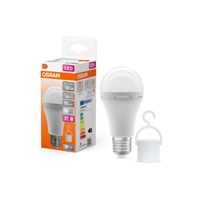 Светодиодная аккумуляторная лампочка Osram 4099854190131 E27 1x8W 4000K 806Lm IP20