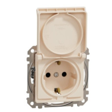 Розетка Schneider Electric Sedna Design & Elementsс заземлением шторками и крышкой бежевая SDD112024