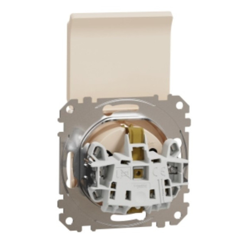 Розетка Schneider Electric Sedna Design & Elementsс заземлением шторками и крышкой бежевая SDD112024