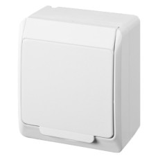Розетка накладная с крышкой белая Elektro-Plast Hermes IP44, 0324-02