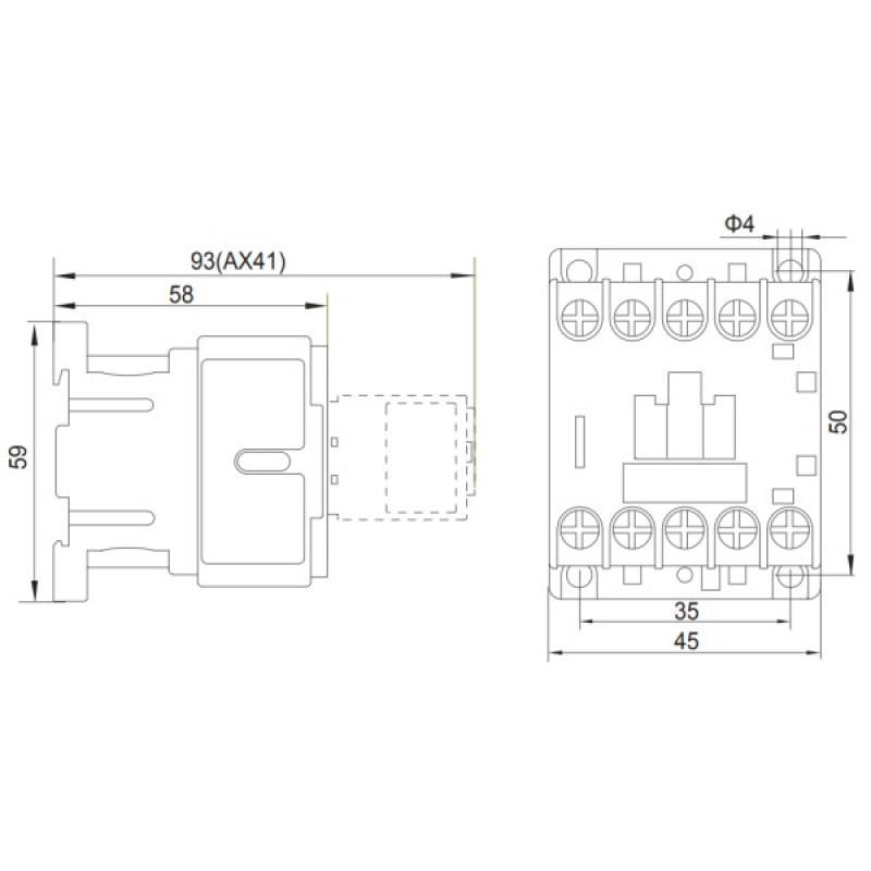 Миниконтактор NOARK Ex9CS06 4Р 6A 230В AC 2NO+2NC (100996)