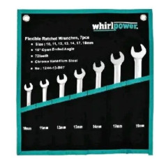 Набір тріскоточних ключів Whirlpower 1244-13-B07 (23632) 10-19мм (7шт у чохлі)