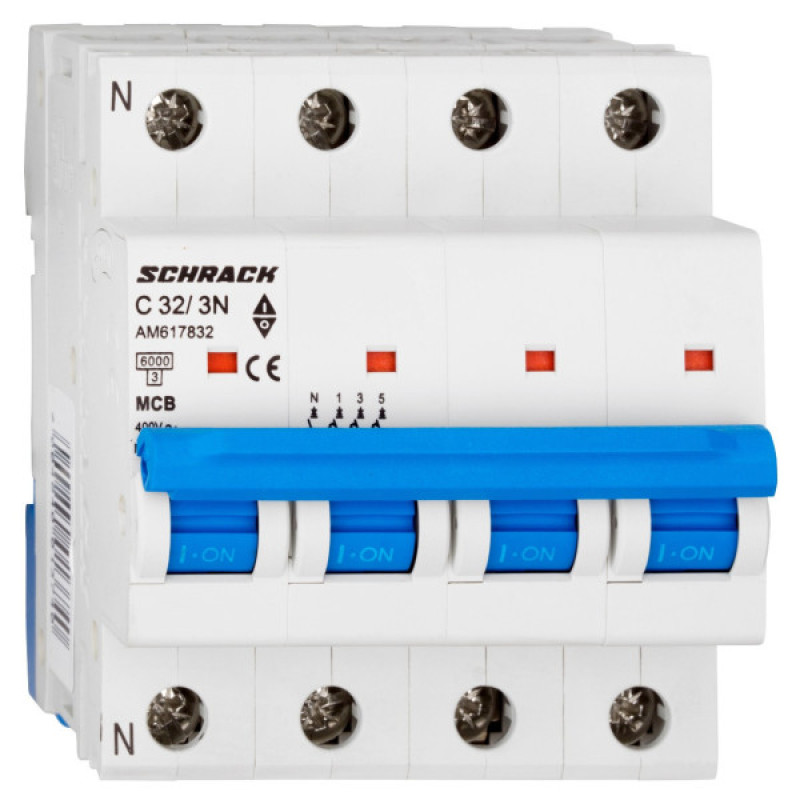 Автоматический выключатель Schrack AM617832 6кА 32А 3P+N х-ка C