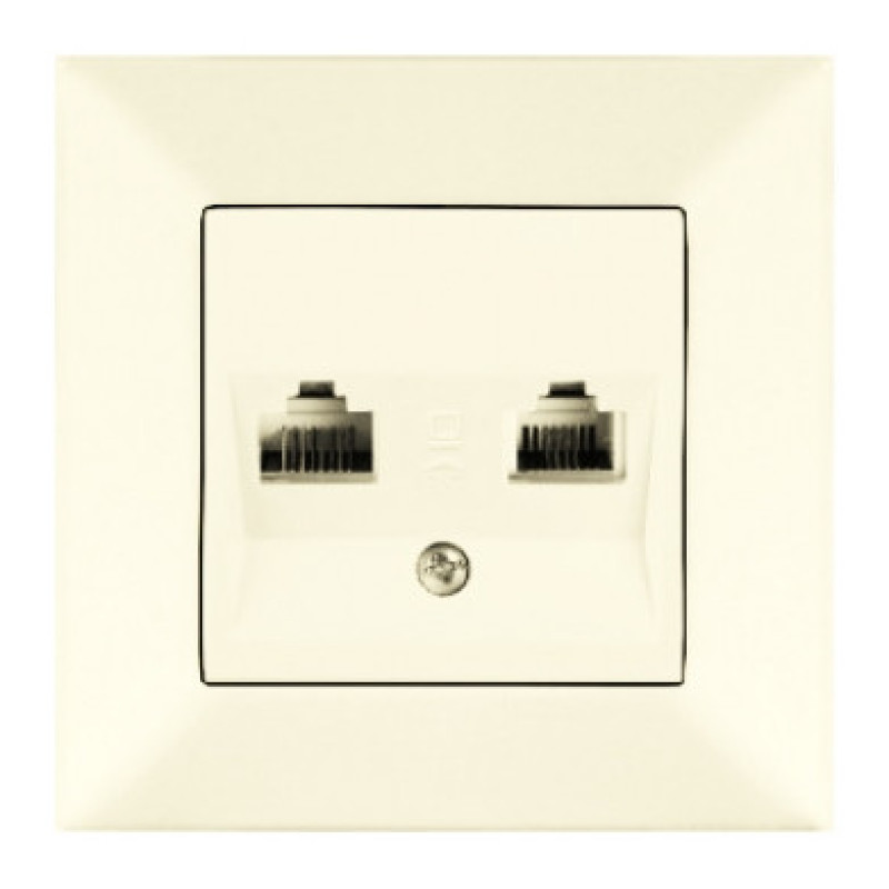 Розетка комп'ютер-телефон Meridian, RJ45 Cat.5e - RJ11 Cat.3, кремовий