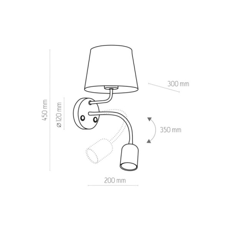 Бра, настенный светильник TK Lighting 2537 Maja E27+GU10 1+1x15W+8W IP20 черный