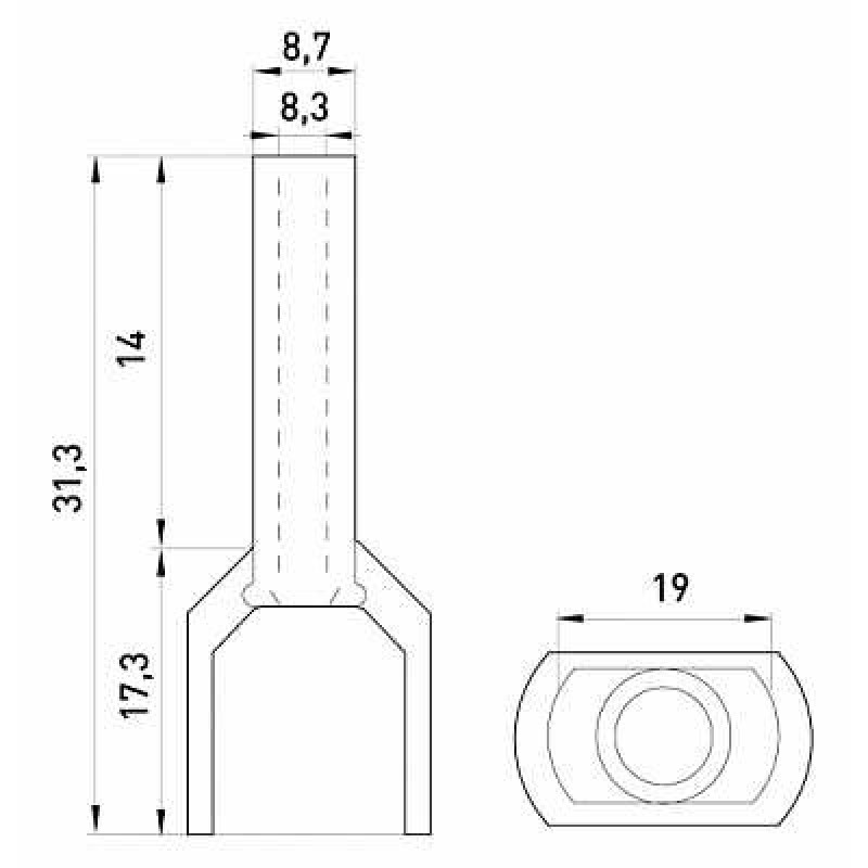Изолированный наконечник E.Next e.terminal.stand.te.2.16.grey 2x16 кв.мм серый (s4037012)