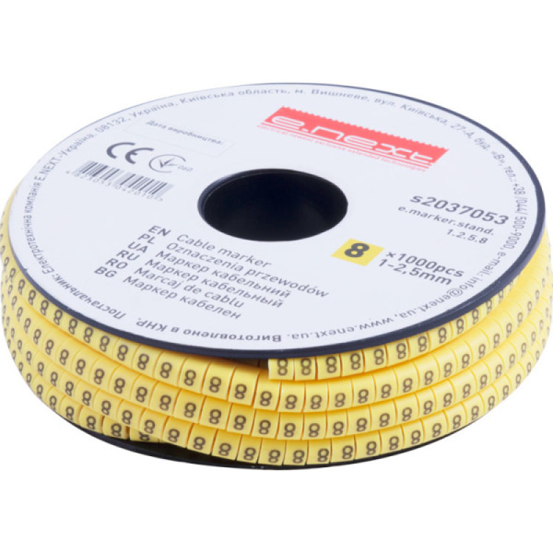 Кабельний маркер E.Next e.marker.stand.1.2.5.8 1-2,5 кв.мм 8 1000шт (s2037053)