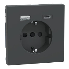 Розетка Schneider Electric D-Life MTN2367-6034 16А USB/Type-C 3А антрацит