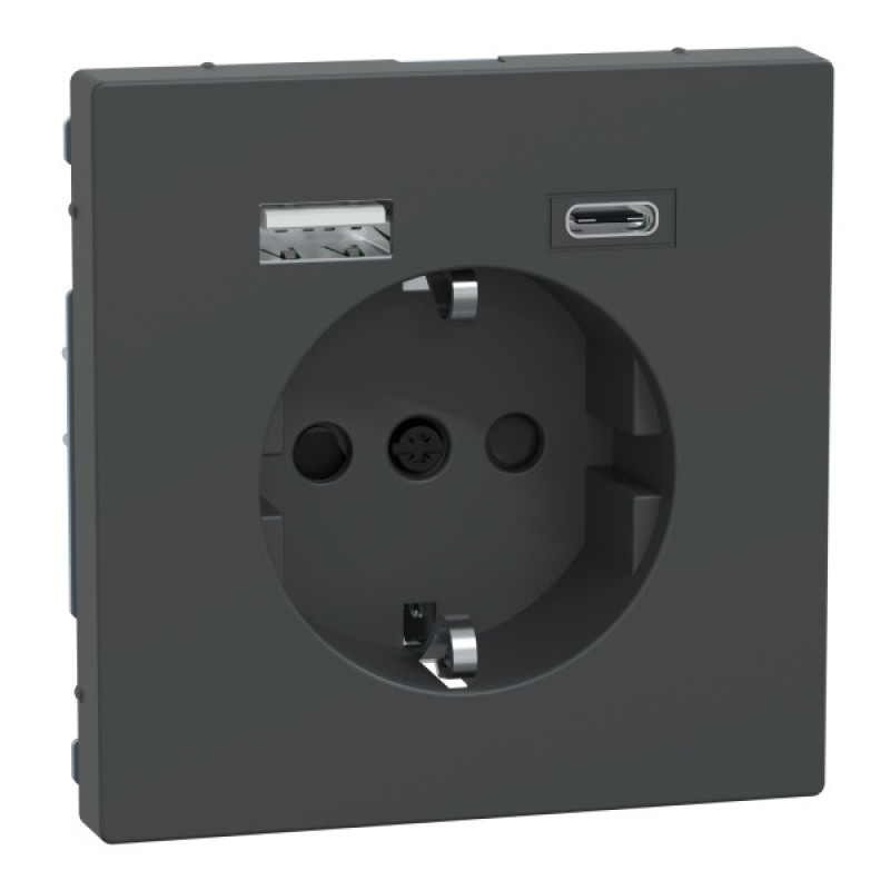 Розетка Schneider Electric D-Life MTN2367-6034 16А USB/Type-C 3А антрацит