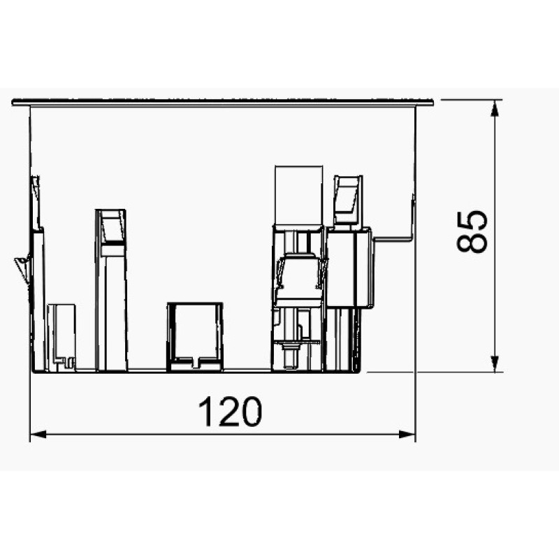 Розеточный суппорт OBO Bettermann (7408838) MT R2 для люка GES R2 на 2 поста 45x45+дополнительно 2 RJ45 h=85мм для напольного лючка