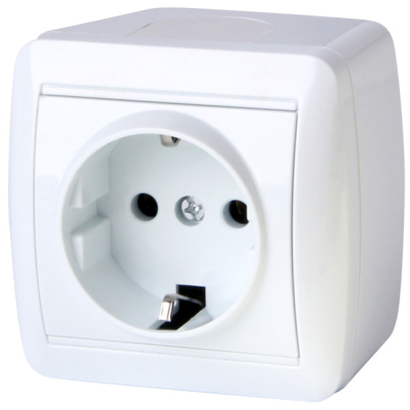 Одинарная розетка E.Next e.aqua.1230.gr с з/к IP20 (s035054)