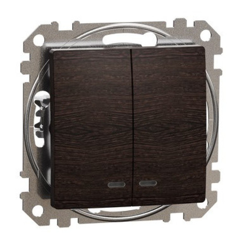 Двоклавішний вимикач Schneider Electric Sedna Design & Elements з підсвіткою венге SDD181105L