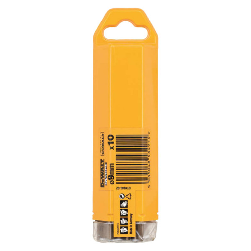 Кобальтові свердла по металу DeWALT DT4940 Extreme Industrial cobalt HSS-CO 9х125/78мм (10шт в упаковці)