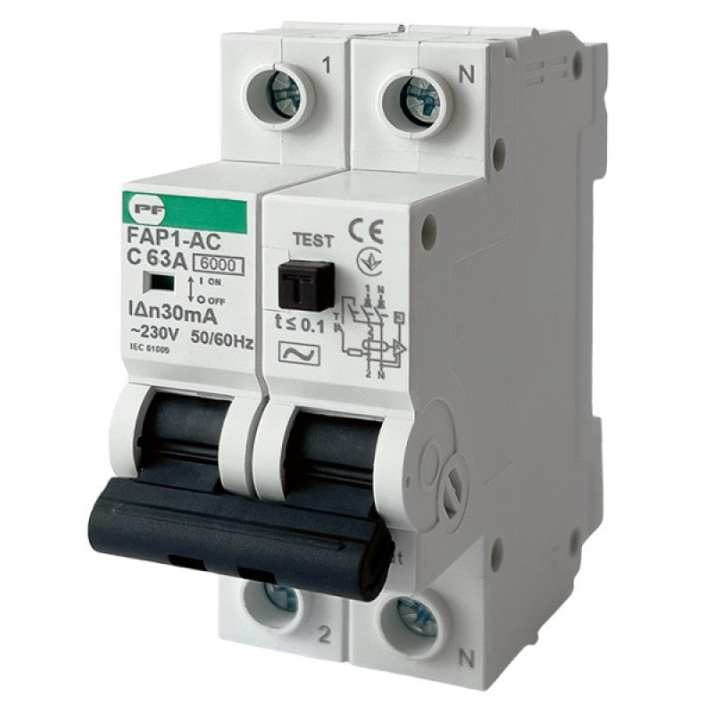Автомат защитного отключения Promfactor FAP1-AC "C" 63А/0,03A 2P 6кА (FAP01C63030AC)