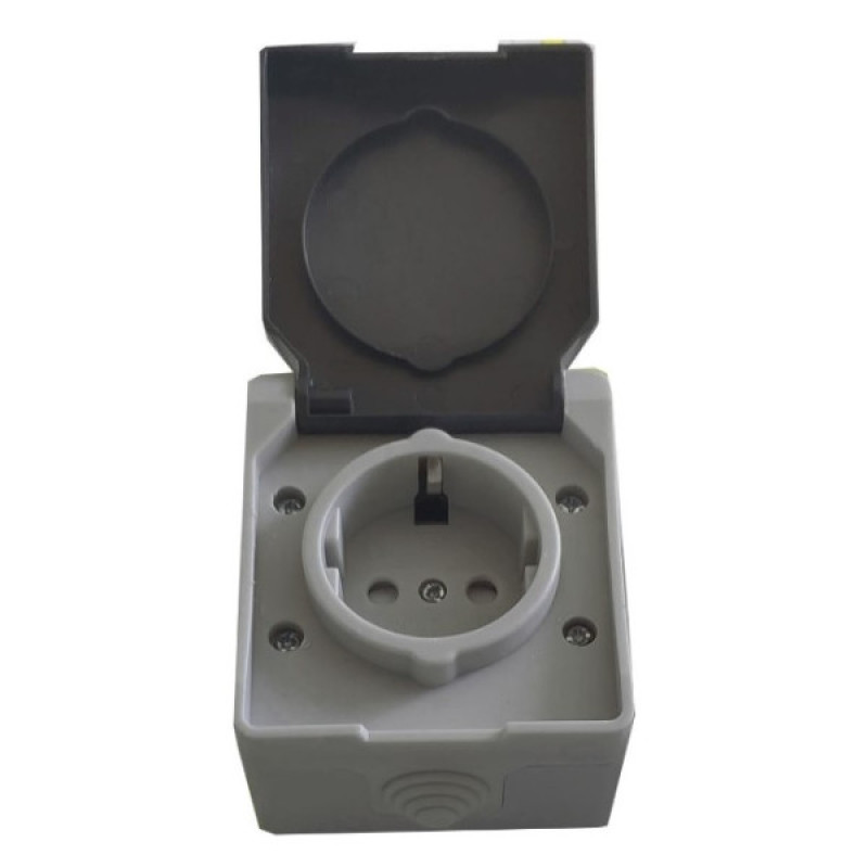 Розетка TNSy SURFACE с заземлением и крышкой IP54 серый (TNSy5000169)