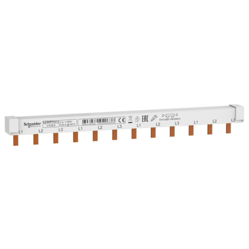 Гребенчатая шина Schneider Electric EZ9XPH312 EASY9 63A 3P на 12 модулей