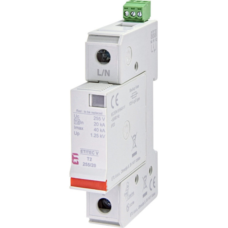 Ограничитель перенапряжения ETI 002442958 ETITEC V T2 255/20 (1+0) RC