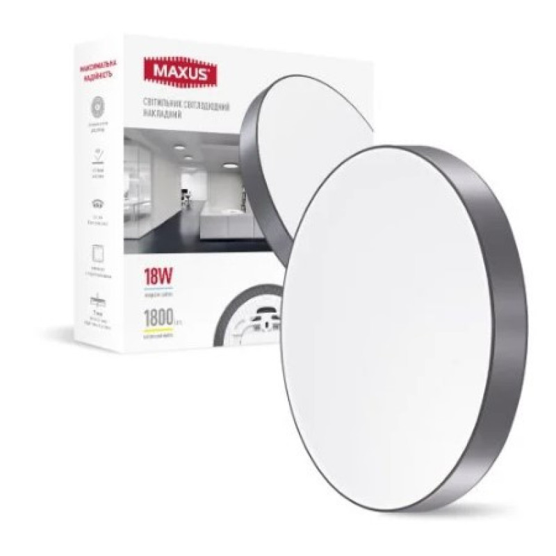 Світильник Maxus SP Ceiling 18Вт 4100K Circle Slim Gray (1-MSP-1841-SLG)