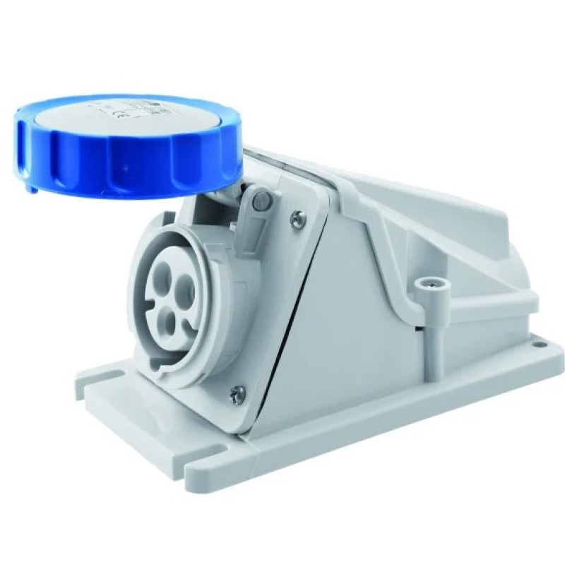 Стационарный разъем 90° GEWISS IP67 2P+E 16A 230В (GW62499)