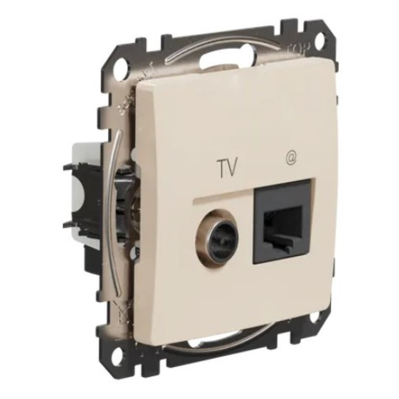 Конечная TV-розетка Schneider Electric Sedna Design & Elements та RJ45 кат. 6 UTP бежевая SDD112469T