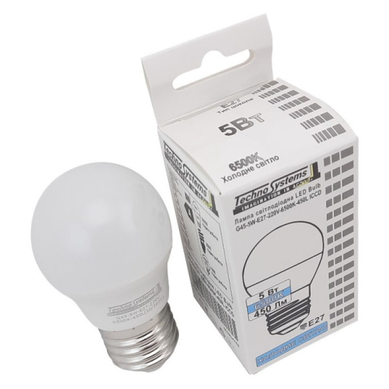 Світлодіодна лампа TNSy LED Cable Electro-G45-5W-E27-220V-6500K-530L GOLDEN (TNSy5000245)