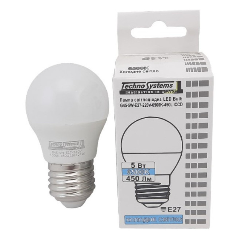 Світлодіодна лампа TNSy LED Cable Electro-G45-5W-E27-220V-6500K-530L GOLDEN (TNSy5000245)