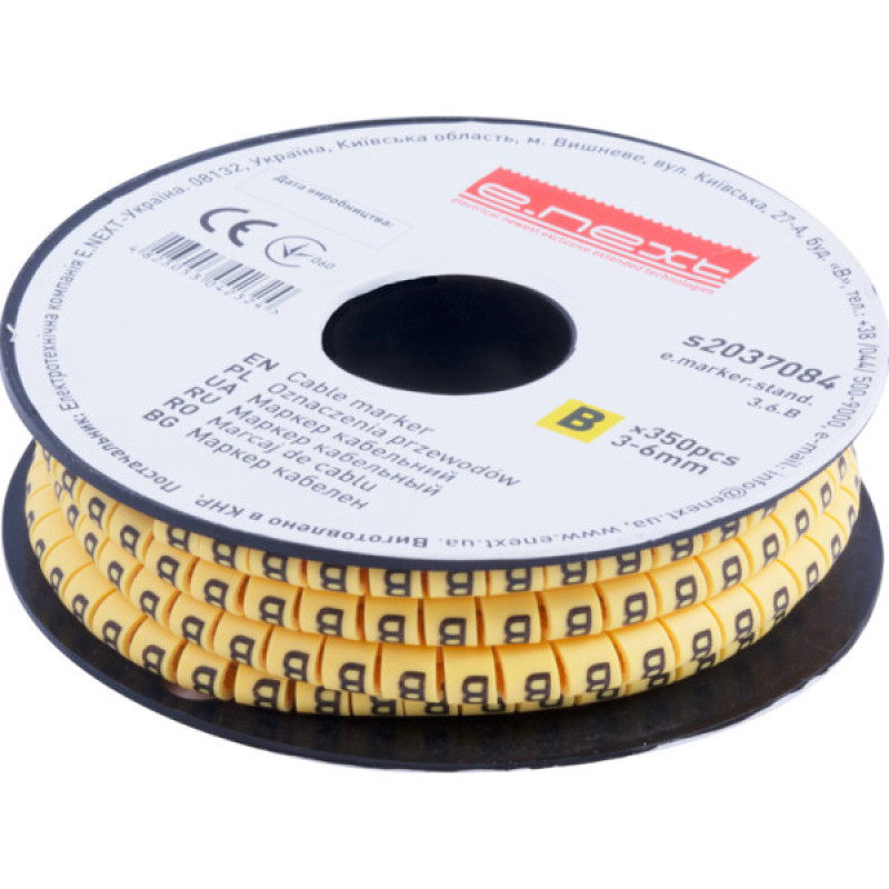 Кабельный маркер E.Next e.marker.stand.3.6.B 3-6 кв.мм B 350шт (s2037084)