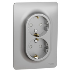 Двойная розетка Schneider Electric NU206730 (винтовой зажим) (алюминий)