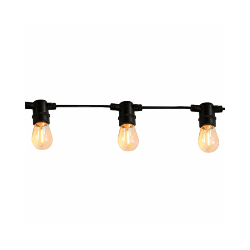 Гирлянда Goldlux 310323 Party F2 E27 10x6W 2200K 80Lm IP44 черная с лампочками накаливания