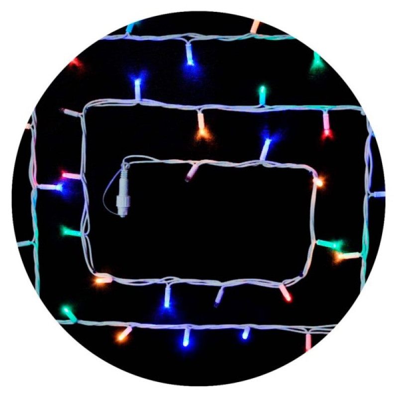 Вулична різнокольорова LED гірлянда Delux EN STRING 100LED (90012974) 10м (2х5м) 20 миготливих діодів IP44 білий шнур