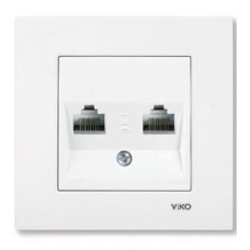Розетка компьютерная двойная (2хRJ45 Cat5e) белая Karre
