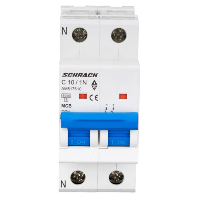 Автоматический выключатель Schrack AM617610 6кА 10А 1P+N х-ка C