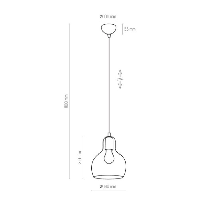 Підвісний світильник, люстра TK Lighting 602 Mango E27 1x15W IP20 димчастий