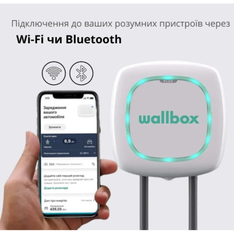 Зарядна станція Wallbox Pulsar Plus 22кВт Type 2 кабель 5м біла (PLP1-0-2-4-9-001)