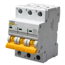 Автоматический выключатель UEC SB-M8 3P 40A D 4,5кA (MCB45-3-040-D)