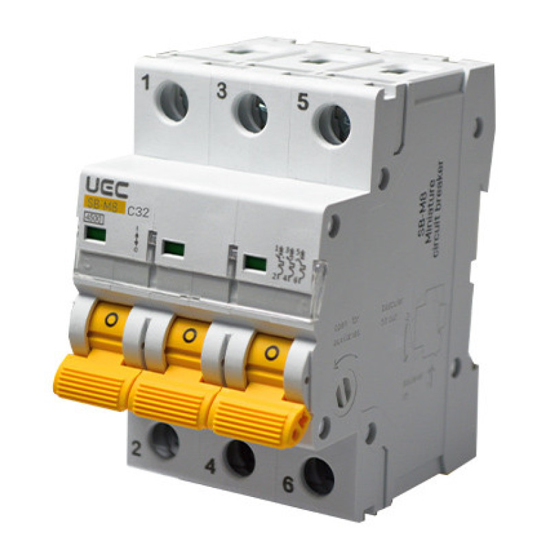 Автоматический выключатель UEC SB-M8 3P 32A C 4,5кA (MCB45-3-032-C)