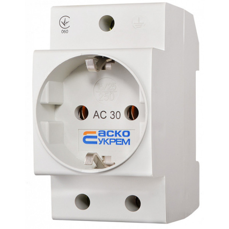 Розетка Аско-Укрем AC30 2Р+РЕ с заземлением (A0150010104)