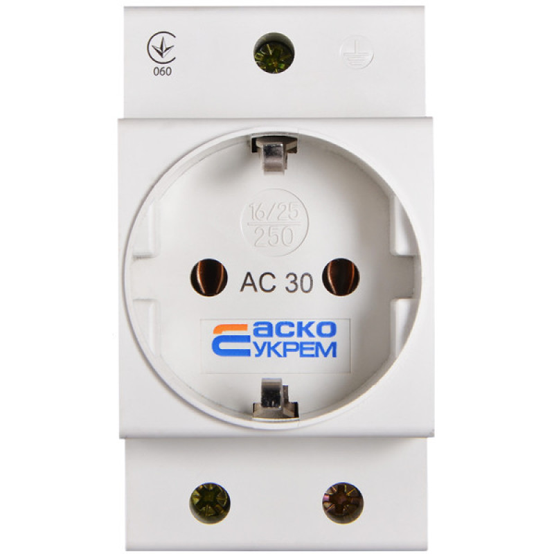 Розетка Аско-Укрем AC30 2Р+РЕ с заземлением (A0150010104)