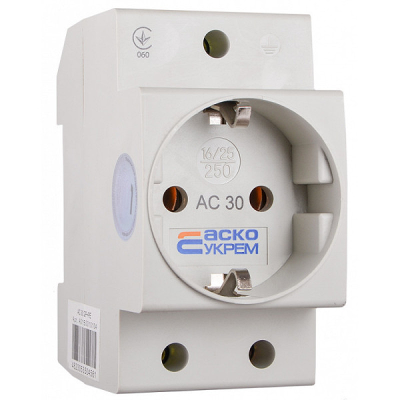Розетка Аско-Укрем AC30 2Р+РЕ с заземлением (A0150010104)