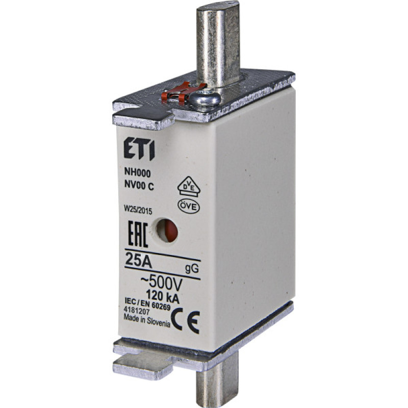Запобіжник ETI 004181207 NH-000/gG 25A 500V KOMBI