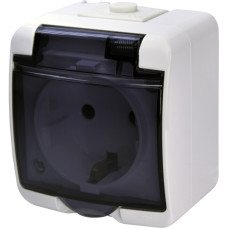 Розетка одноместная Eti Hermetics RHE-1sd с з/к IP54 белая/прозрачная крышка (4668016)