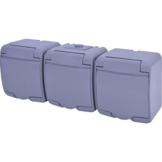 Розетка трехместная Eti Hermetics RHE-3s-SR с з/к IP54 серая (4668074)