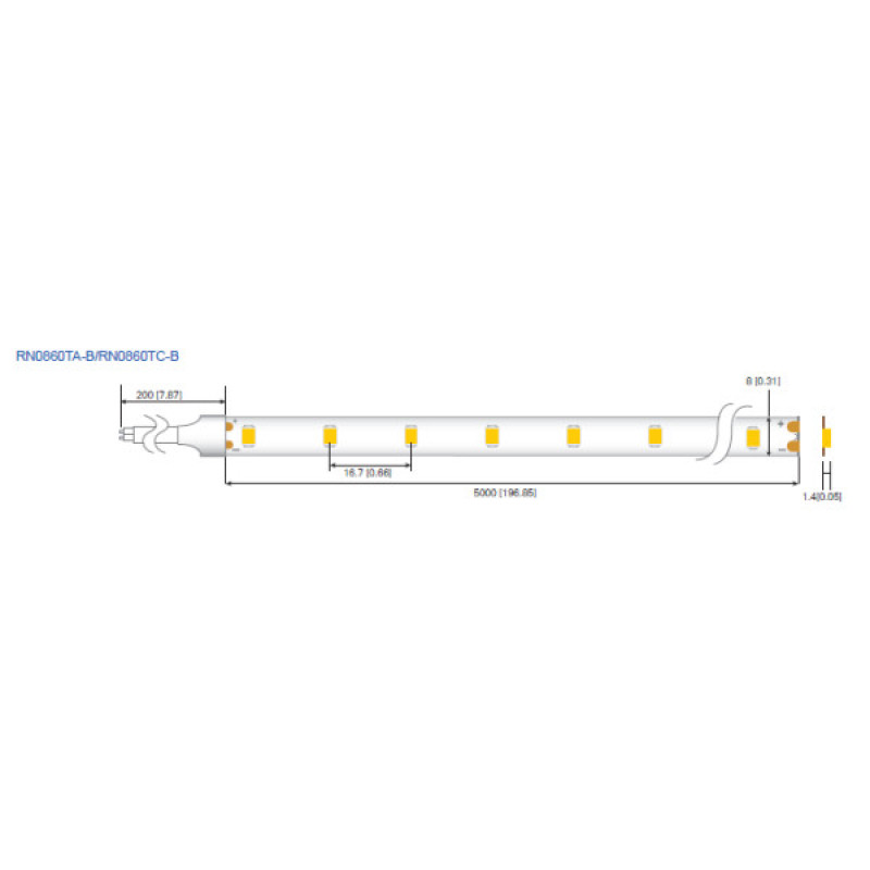 LED лента RISHANG 60-2835-24V-IP20 5,5W 504Lm 4000K 5м (RN0860TC-B-NW)